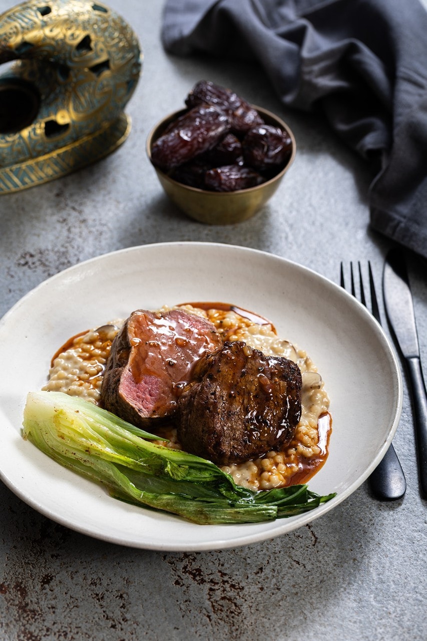 ריזוטו פתיתים ופילה בקר