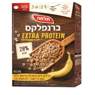 ברנפלקס דגנים מלאים עם אקסטרה חלבון תלמה 375 גרם