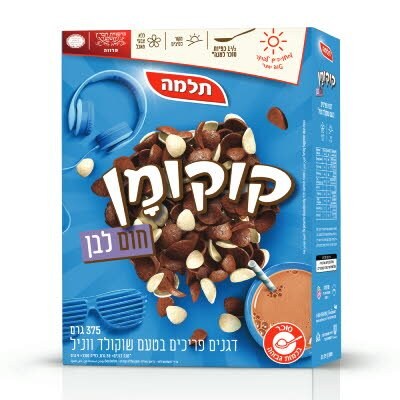 קוקומן חום לבן בטעם שוקולד ווניל תלמה 375 גרם - 